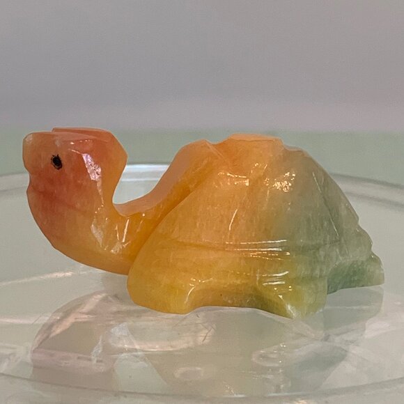 Rainbow Onyx Turtle Carving Other - Rainbow Onyx Carved Turtle Polished Tortoise Figurine Colorful Carved Stone Pets